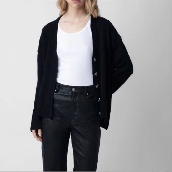 ZADIG + VOLTAIRE MIRKA BIJOU STAR BUTTON CARDIGAN - Picture 2 of 9